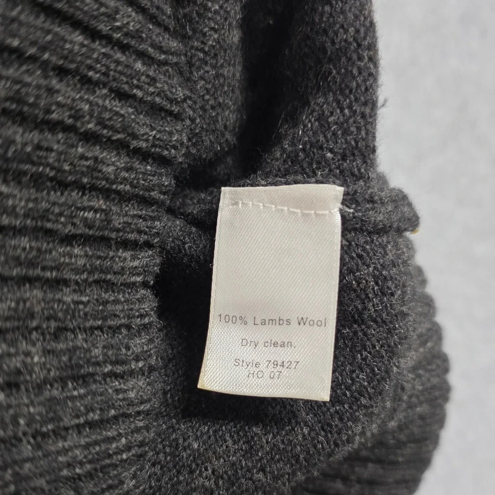 J.Crew Quarter Zip Sweater Mens XL Charcoal Gray 100% Lambs Wool Pullover Warm